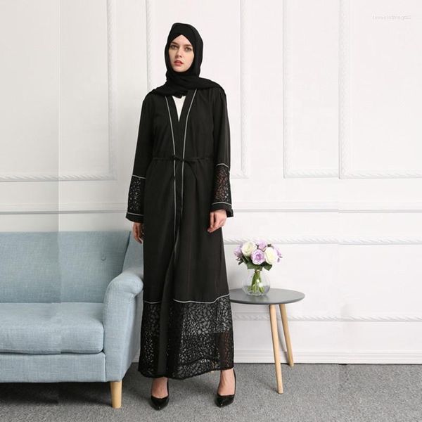 Roupas étnicas kaftan dubai abaya quimono renda cardigan vestido hijab muçulmano longa africana feminina femme femme islâmico f2814