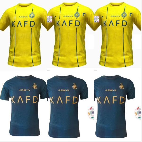 2023 2024 Al Nassr FC Soccer Jerseys Ronaldo Manehome Yellow Away 23 24 Cr7 Gonzalo Martinez Talisca Ghislain Konan Vincent Aboubakar Men Football Shiirt Al-Nassr Fc