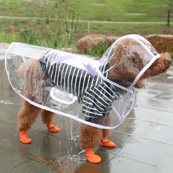 Hundebekleidung umweltfreundliche Haustier Regenmantel Schnappknopf Design transparent Kleidung Verstellbare weiche Regenbekleidung Regengetränkeversorgung