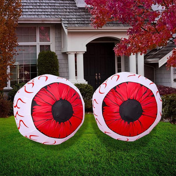 Halloween Carnaval Inflável Big Red Eye Conjunto de cenas de 3 pés de 3 pés Adeços de decoração de gás Modelo de gás LED LIGH