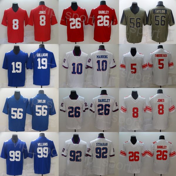 Mans Football 10 Eli Manning Jersey 92 Michael Strahan 5 Kayvon Thibodeaux 56 Lawrence Taylor 99 Leonard Williams 8 Daniel Jones 26 Saquon Barkley Sale