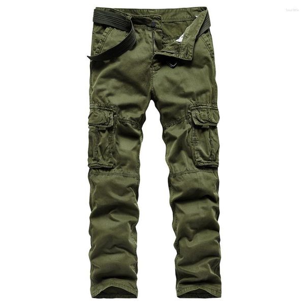 Calça masculina 2023 Homens táticos cargo cargo masculino plus size algodão calça muitas calças de bolso masculino de estilo militar preto