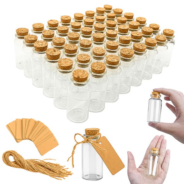 Dekorative Objekte Figuren 12 48pcs Glasflasche mit Kork Stopper kleine Flaschen Flaschen leere Speicherbox FIOLE ENRE BOUPON LAGON 230815