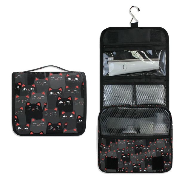 Sacchetti cosmetici gatti neri e grigi che appendono il bagagliaio borse da viaggio per viaggi per lavaggio portatile portatili di cosmetici pieghevoli borse organizzatore 230815 230815