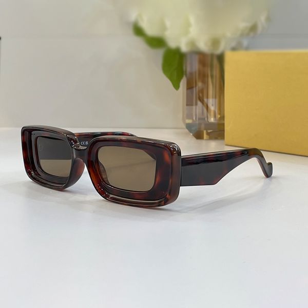 Tasarımcı Kadınlar LW Güneş Gözlüğü Lew dikdörtgen güneş gözlüğü erkek güneş gözlüğü LW40101 Asetat Çerçeve Geniş Bacak Metal Üç Boyutlu UV400 Lüks Gözlük Kadın