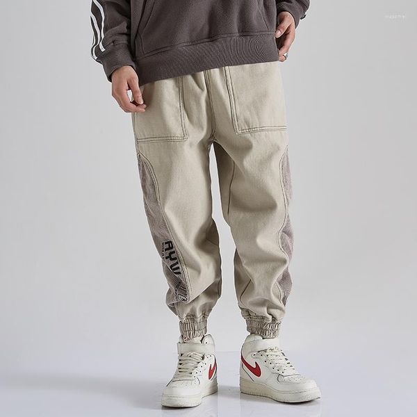 Erkek pantolon kadife patchwork sıradan hip hop kargo kargo pantolon erkek giyim sokak kıyafetleri Koreli joggers harajuku moda eşofman