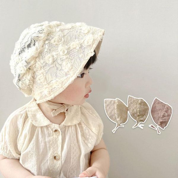 Berets Baby Hut Sommer Koreanische Version Mädchen Sonnenschutzhüte Spitzen Prinzessin Gurt Kleinkind Kinder Visors Party normale Mädchen dekorieren Kappen