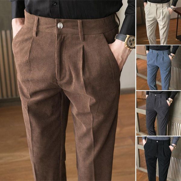 Pantaloni da uomo casual autunno inverno 2023 abito velluto a coste della versione coreana sottile del marchio di tendenza