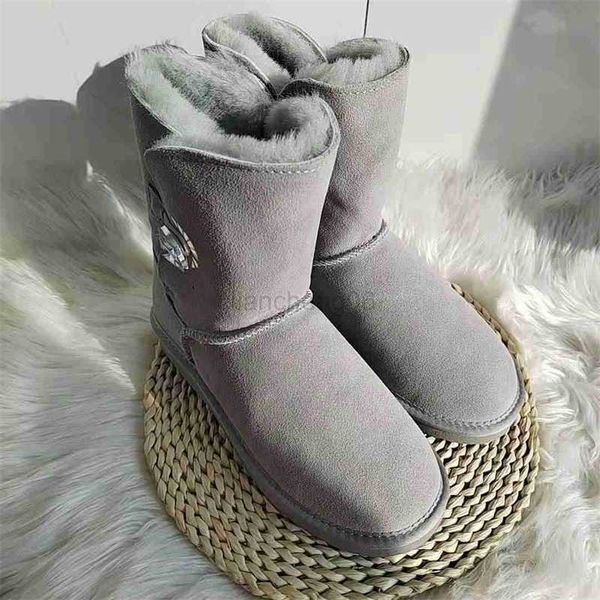 Kleiderschuhe 2022 Modewolle in Schneestiefeln warme Schuhe warme Marke Echte Lederschnee für Frauenschuhe Botas Mujer x230519