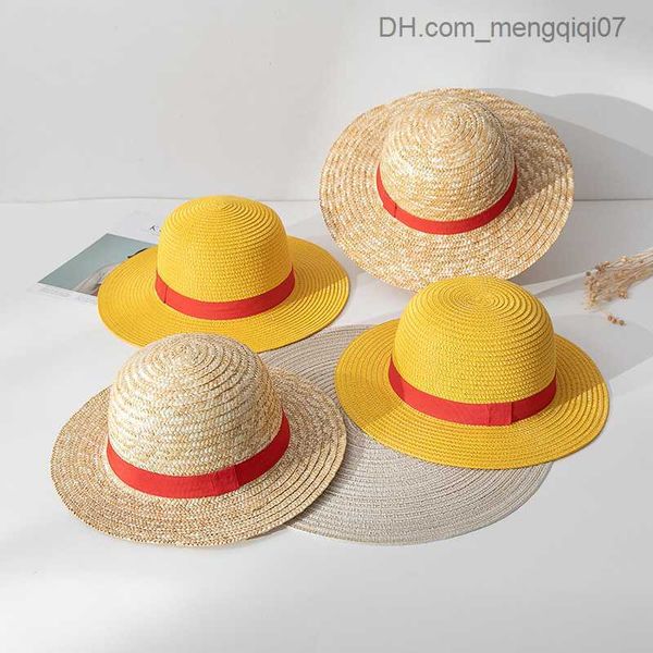 Caps Hats 2023 Luffy Straw Hat Cartoon Rol Oyun Şapka Aksesuarları Yaz Güneş Şapkası Güneşlik Ebeveyn Çocuk Şapkası Kadın Luffy Hat Z230815