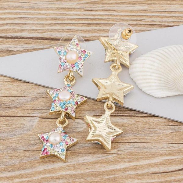 Orecchini a pennagliera Aibef Fashion Pearl Dichiarazione Long Drop Star per donne festa di nozze Femmina femmina CZ BEWEY