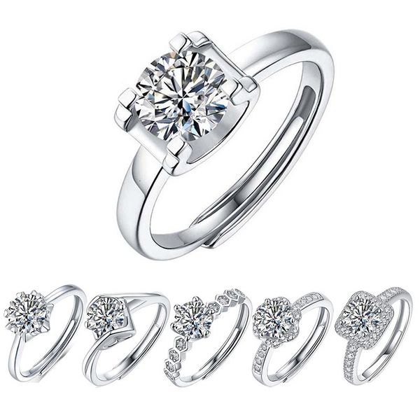 Eheringe 1/2 /3 Karatringe 100% 925 Sterling Silver Lab Lab Diamant Einstellbarer Öffnung Solid Ring Classic Ehering Band Schmuck 230815