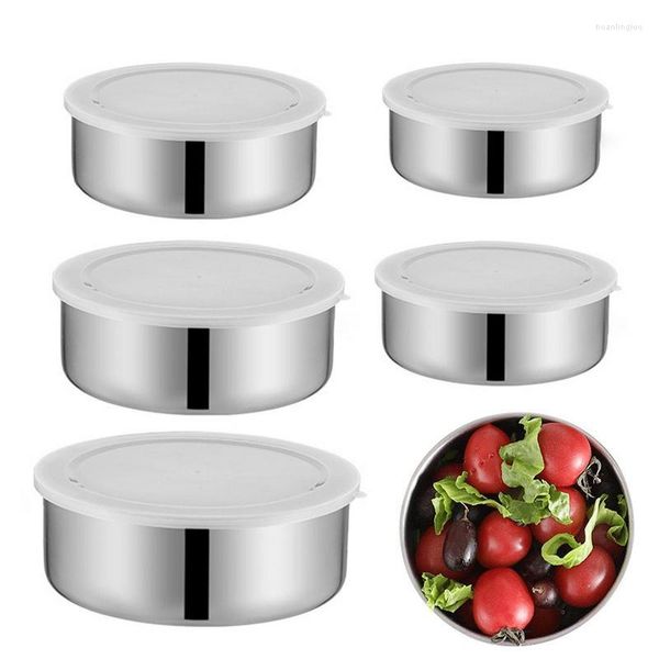 Tigelas 5pcs Mistura de aço inoxidável Ninho de ninho não deslizante Conjunto de metrô cozinha microondas para cozinhar salada cozimento