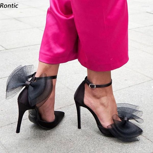 Kleiderschuhe Rontic handgefertigte Frauen Pumps Satin sexy Stiletto-Absätze spitzen Zeh schöne Fuchsia Red Bankett Damen US Plus Size 5-15