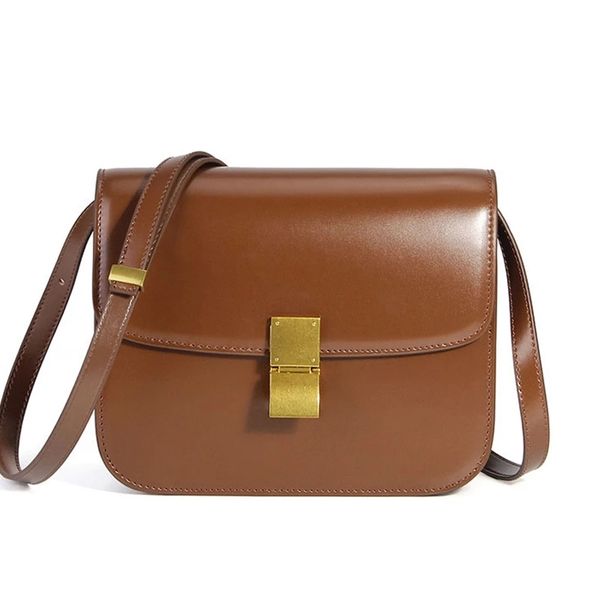 Echte Lederinnen Frauen Bag Klappe Einsüchtigen Taschen Ladies Cowhide Handtaschen Crossbody Bag Luxusdesigner Bolsa Feminina 2 Größen