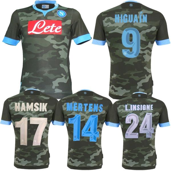 2013 2014 SSC Napoli Retro Futbol Jereys 13 14 Avrupa Mertens Away Higuain Insigne Hamsik Pandev Vintage Klasik Futbol Gömlek