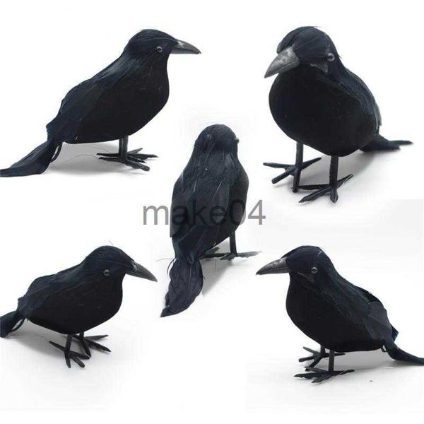 Itens de novidade Simulação pequena pássaro falso Halloween Black Crow Model Home Decoration Animal Toys Scary Toycatching Lightweight J230815