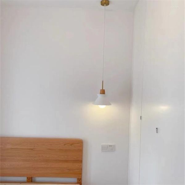 Lâmpadas pendentes modernas luzes LED simples de madeira Sofá lateral decoração de casa pendurada sala de jantar barra de barra de barra