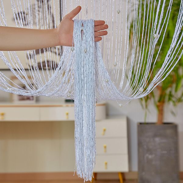 Vorhang 12m DIY String Valance Fringe Drapery mit Perlen Wohnzimmer Abteiler Quaste Tassel Tür für Dedroom Badezimmer Küche 230815