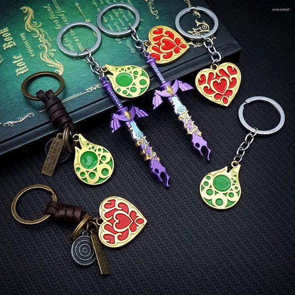 Tornari lacrime del regno Keychain Link History Master Sword Heart Blooking Keyring for Men Accessori per giochi TEAGHT RINDANT PENDANT LLAVEROS