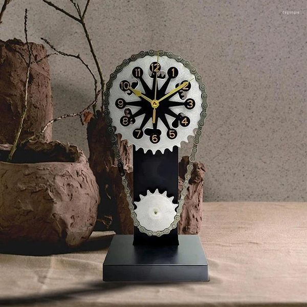 Orologi da tavolo ingranaggio a catena vintage orologio rotante ornamento creativo meccanico arte del vento ristorante ornamenti decorativi personalizzati