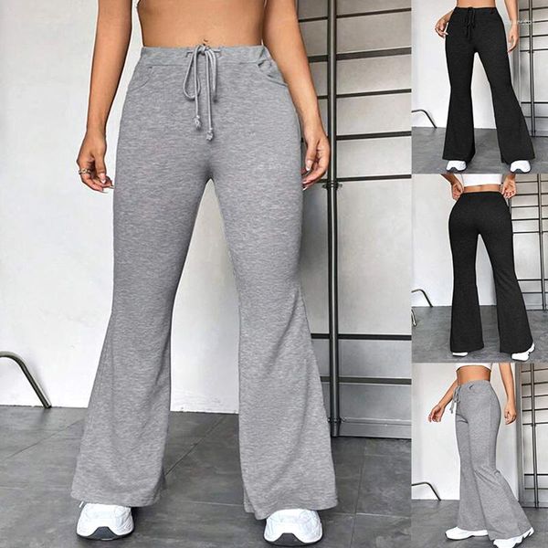 Kadın Pantolon Kadın Alevlendi Taytlar Yüksek Bel Geniş Bacak Yoga Spor Salonu Siyah Pantolon Artı Beden Dans Pantolonları 2023