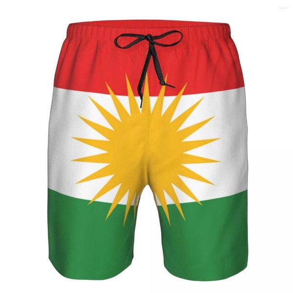 Pantaloncini da uomo nuotare estate costumi da bagno uomo nuotare tronchi da spiaggia bordo maschio abbigliamento pantalone bandiere di kurdistan verde rosso bianco