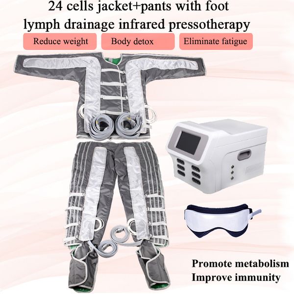 Pressão do ar Pressioterapia Máquina de drenagem linfa Macagem de corpo Máquinas de terapia com pele infravermelha 5 modos de trabalho
