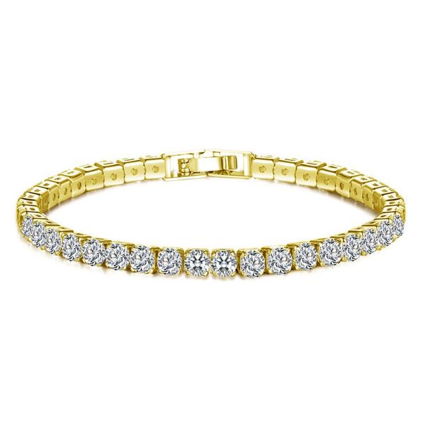 Hip -Hop -Armband -Tennisarmbänder für Frauen Vintage Bling White Baguette 7 Zoll 18K Real Gold Plated Rund Square Cz Stone Cubic Zirkonia Luxusschmuck