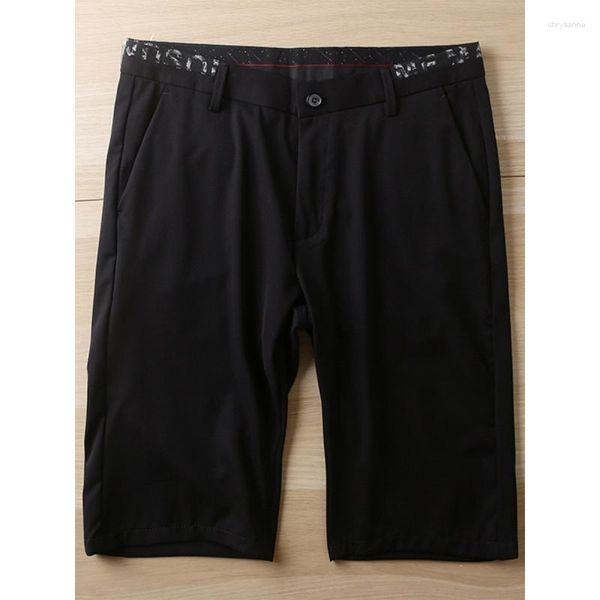 Calças masculinas revogadas por shorts casuais da marca Summer Sold Color Straight Straight Fin Fin Mid-Waist Beleches 2q068