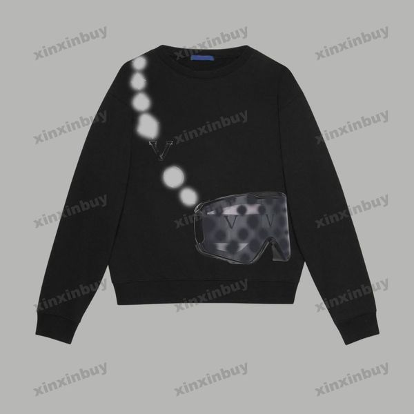 xinxinbuy uomini da donna designer sushiera catena graffiti goggle maglione grigio blu nero xs-l xs-l