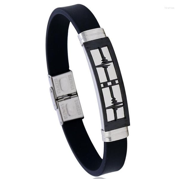 Link braccialetti alla moda bracciali neri bracciali in acciaio inossidabile in acciaio inossidabile silicone incantesimo di gomma braccialetti di gomma branchi di gioielli punk donne uomini