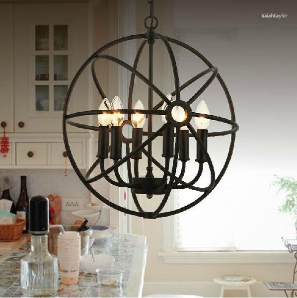 Lâmpadas pendentes Loft American Style Retro nórdico vintage Iron leve Industrial Sushing Lamp Sala de estar para refeições