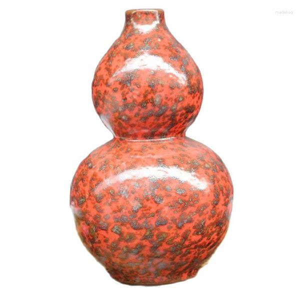 Dekorative Figuren Chinesisches altes Porzellan Red Glazed Hulu Vase