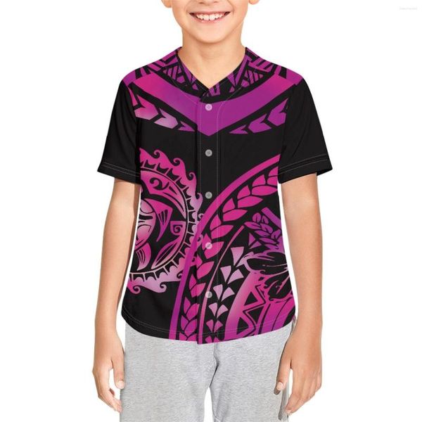 Camisas casuais masculinas Polinésia Tribal Pohnpei Totem Tattoo Prints Jersey de beisebol costura uniforme esportivo personalizado para festa de menino