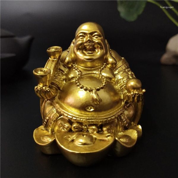 Dekorative Figuren Gold Laching Buddha Statue Chinese Feng Shui Geld Maitreya Skulptur für Hausgartendekoration Statuen Statuen