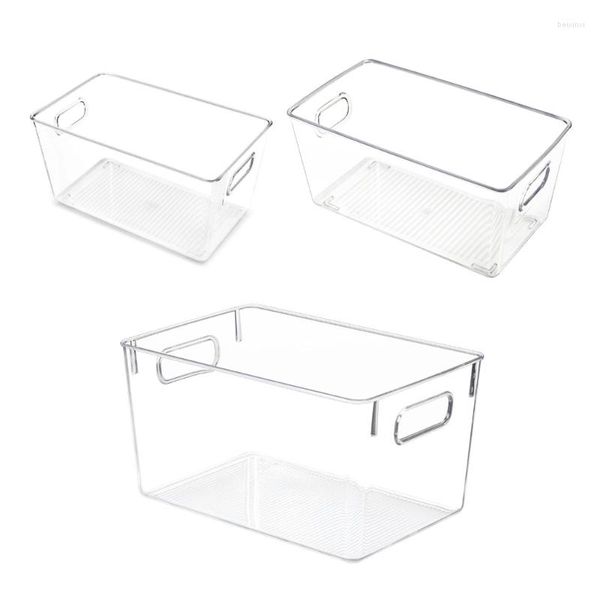 Aufbewahrung von Flaschen Kühlschrank 3pcs klare Plastikbehälter mit Griff für Kühlschrank