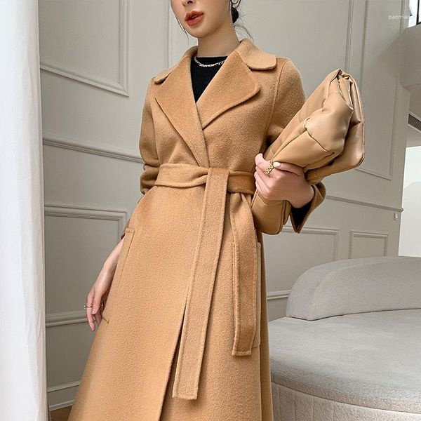 Frauen Trench Coats Wolle Jacke Winter Revers Langer Windbreaker Herbst Luxus Mode einzigartig und elegant koreanische Version