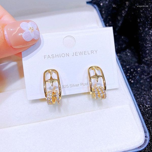 Orecchini per borchie Design unico Circoli geometrici Star Women Jewelry Gold Color Zirconia Cubic Zirconia