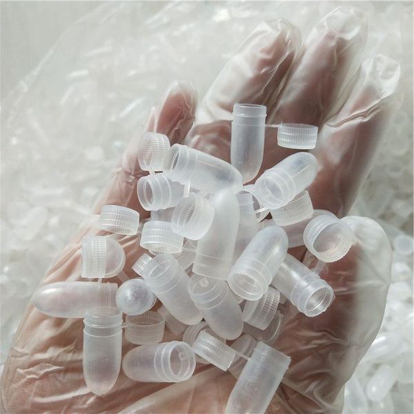 Yuvarlak şeffaf plastik test tüpü plastik test şişeleri, flip kapağı ile örnek mikro santrifüj tüpü 10x23mm qgqxo
