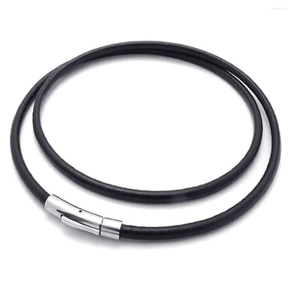 Casci di gioielli Collana maschile - catena 3 mm Cord PE PELLA - Per uomini Colore nero argento con sacca regalo 45 cm
