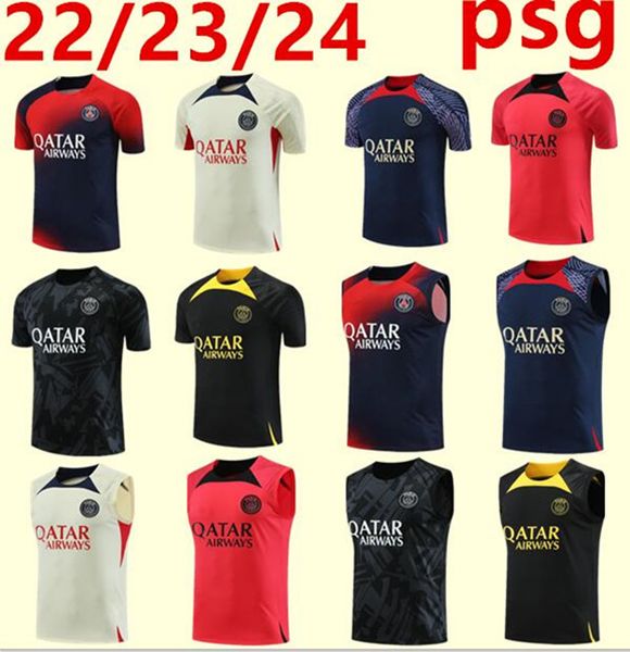 23/24 PSGS Sportswear 22/23 MBAPPE NEYMAR JR Ropa deportiva Hombres Camiseta de entrenamiento Camiseta sin mangas de manga corta Camiseta de fútbol Uniforme chandal Sudadera para adultos 666