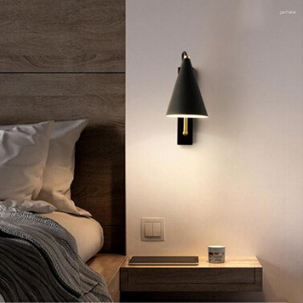 Lampada a muro Interruttore a LED in stile moderno Merdiven Long Sconces Swing ARM Light Styles Antique Pulley in legno