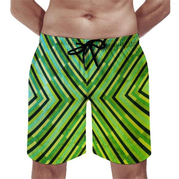 Shorts masculinos abstrato placa geométrica verão de arte moderna praia de esportes de esporte rápido gráfico de moda seca plus size baús de natação