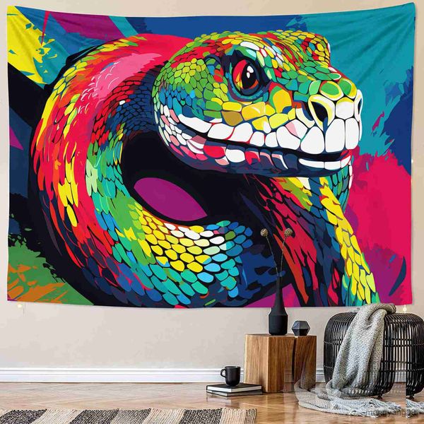 Гобелена размеры красочная головка животных гобелен змея Lion Eagle Giraffe Art Wall Wansing Advise Living Room Столовая для дома украшение R230815