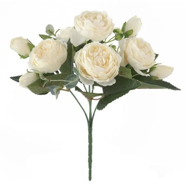 Großhandel künstliche Blume Seide Plastik Rosen Bouquet mit günstigem Preis 9 Blumenköpfe Rose Seidenblumz