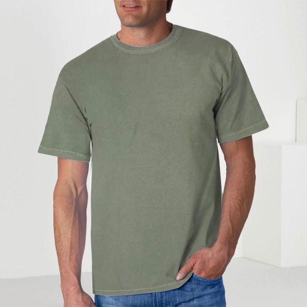 Camisetas masculinas da moda Primavera/verão Casual Curto gradiente de pescoço redondo de mangas redonda Homens altos v