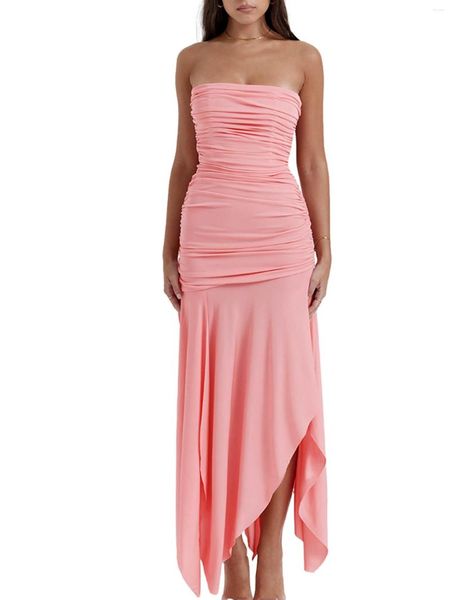 Lässige Kleider Frauen elegante Blumendruck Maxi Kleider von Schulter Rüte Split Long Party