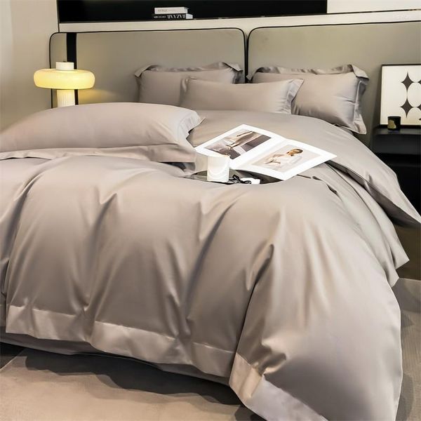 Yatak Setleri 1000TC Mısır Pamuk Premium Düz Renk Seti Ultra Yumuşak Rahat Yorgan Kapağı Elastik Fitted Sheet Yastık 4pcs