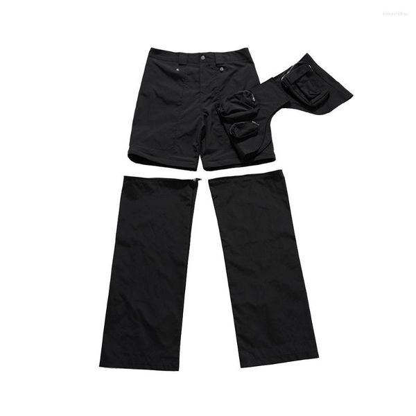 Herrenhose Harajuku zwei in einer abnehmbaren Mikro-Multi-Tocket-Ladung für Männer gerade schwarze Farbe Baggy Overalls Unisex lose Hosen